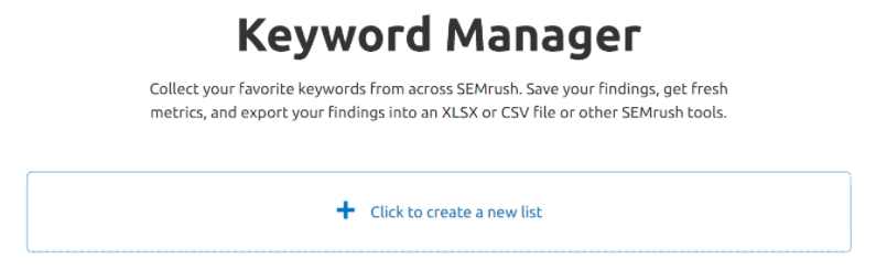 Semrush Keyword Manager